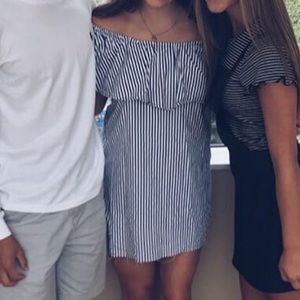 Blue and White Striped Dress